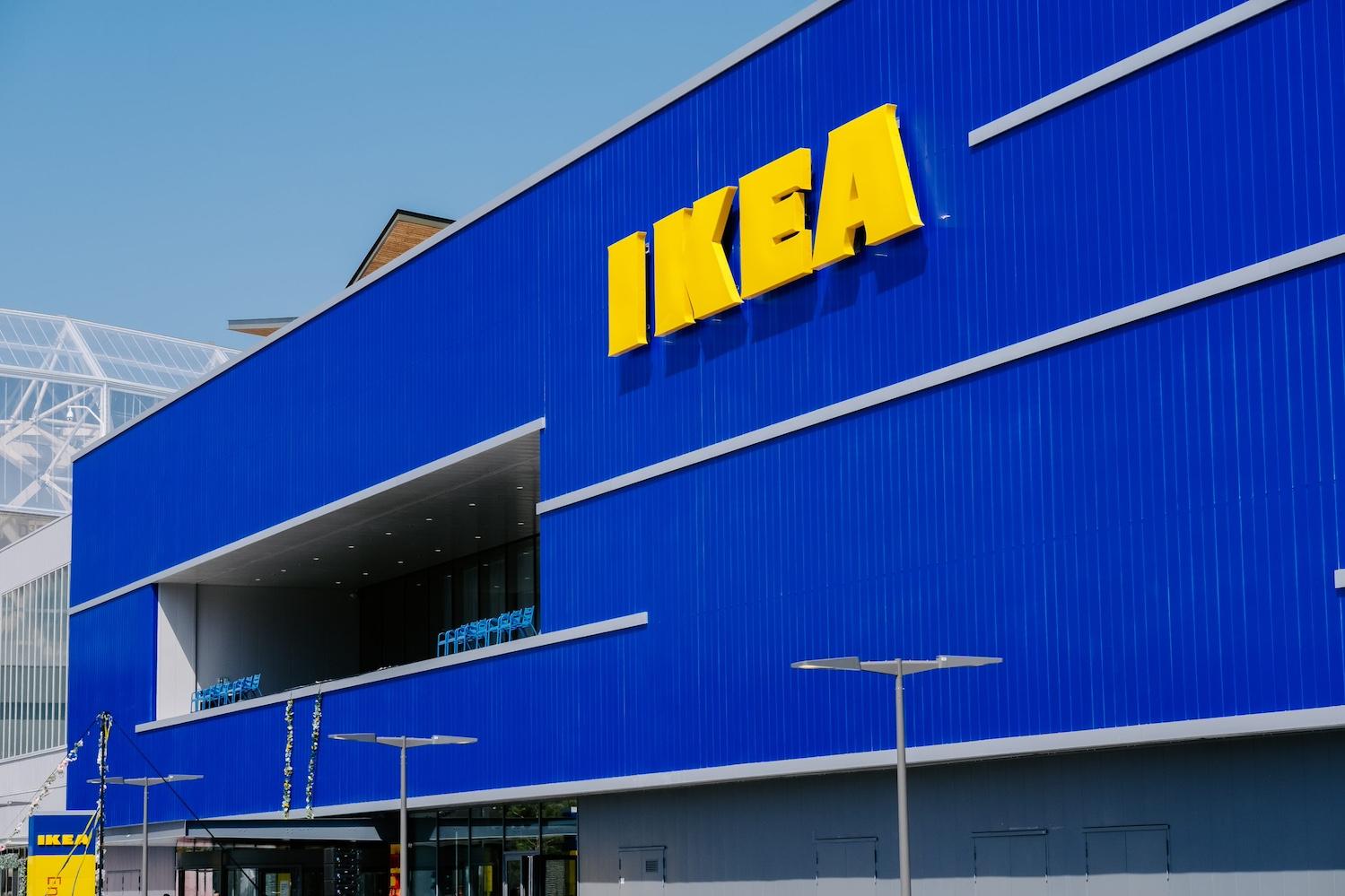 A blue and yellow Ikea store. 
