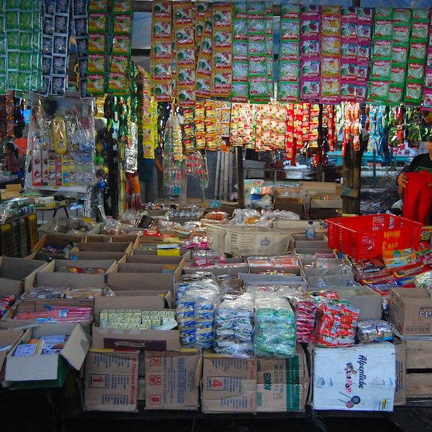 Sachets of products for sale in Indonesia. 