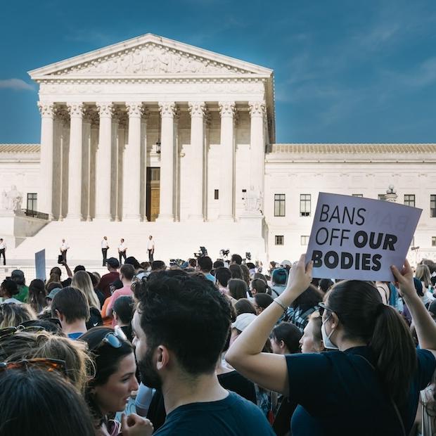 people protest for abortion rights in front of the US Supreme Court after the Dobbs v Jackson decision overturned Roe v Wade