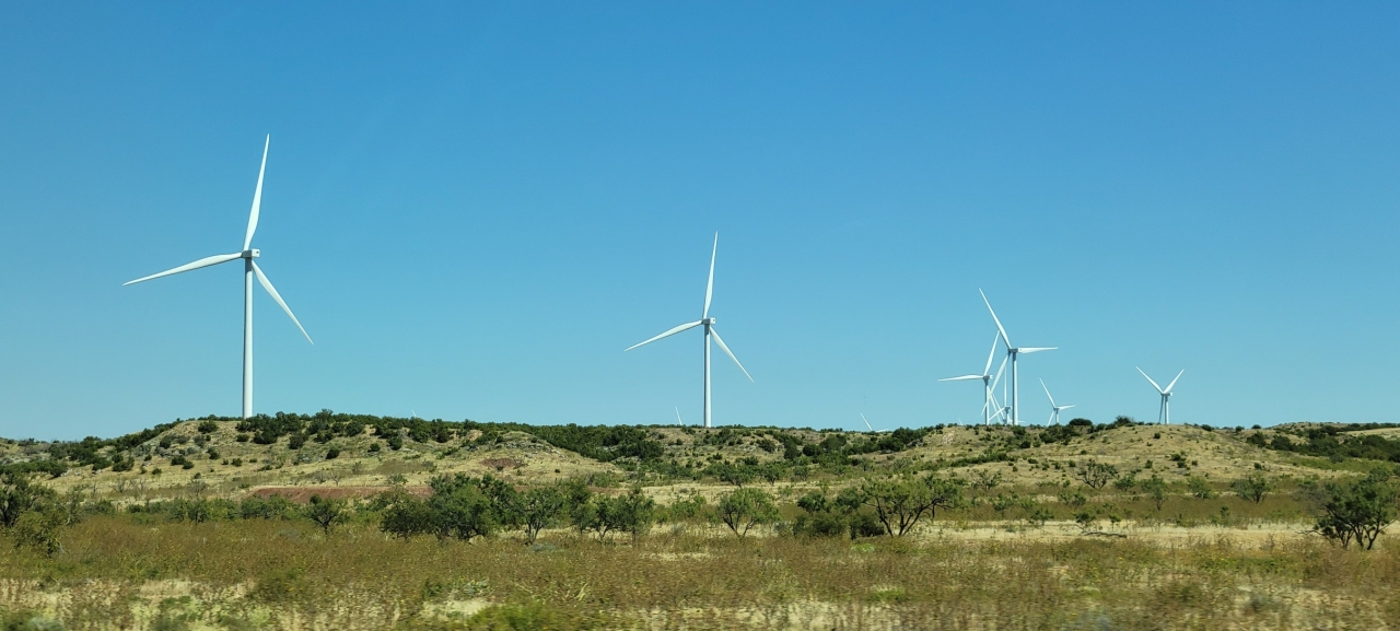 windmills in a field
