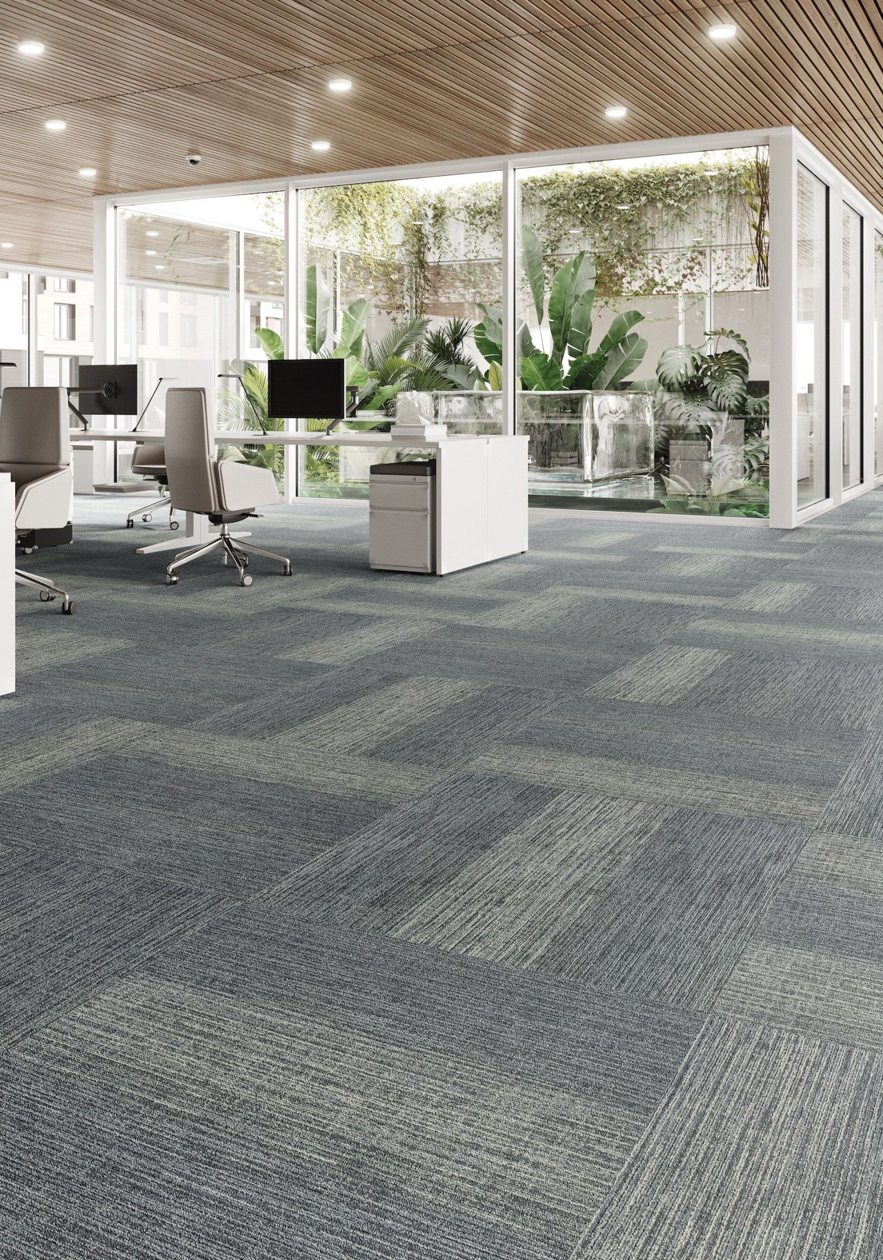 Data Tide tiles as flooring in an office space