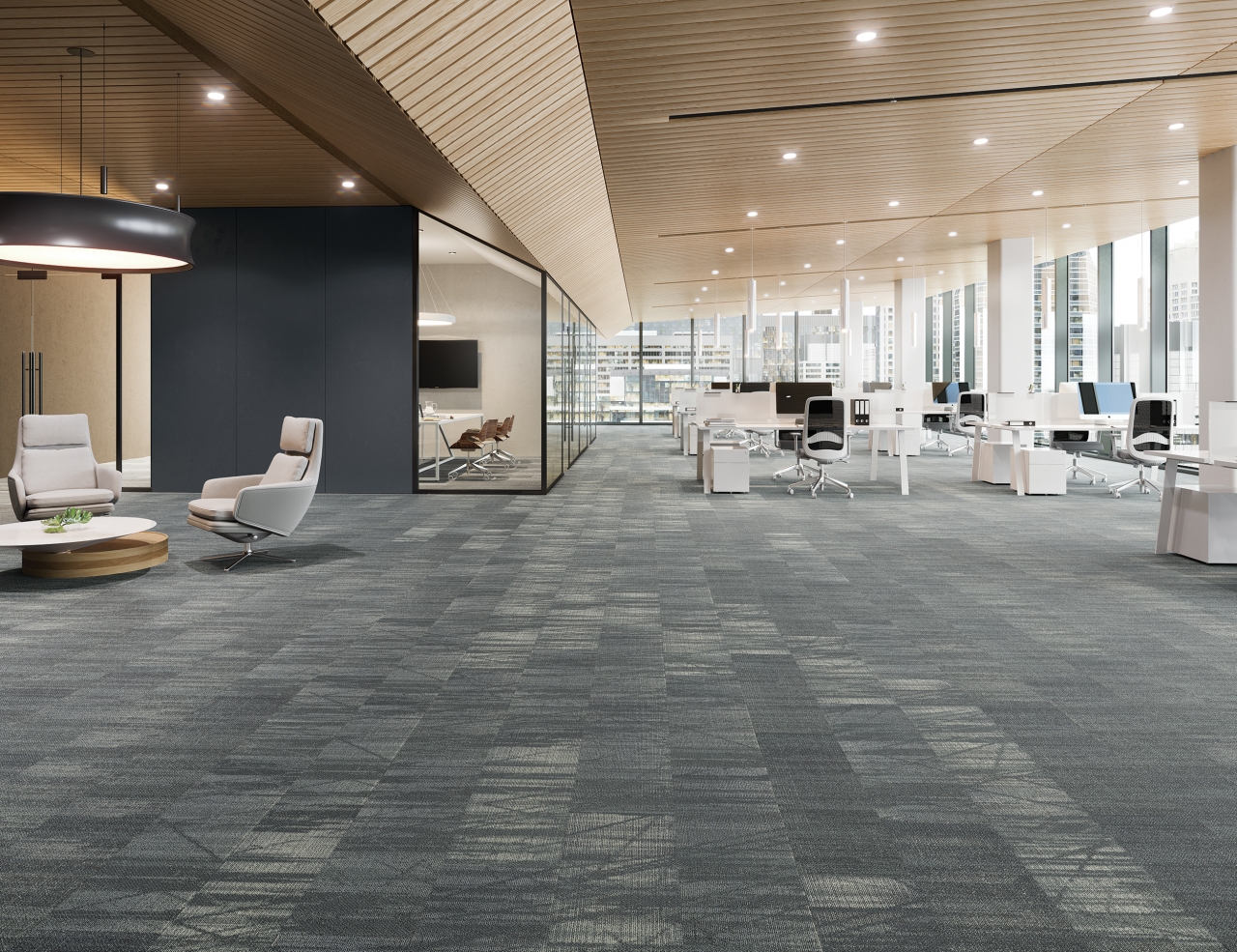 Data Tide tiles as flooring in an office building