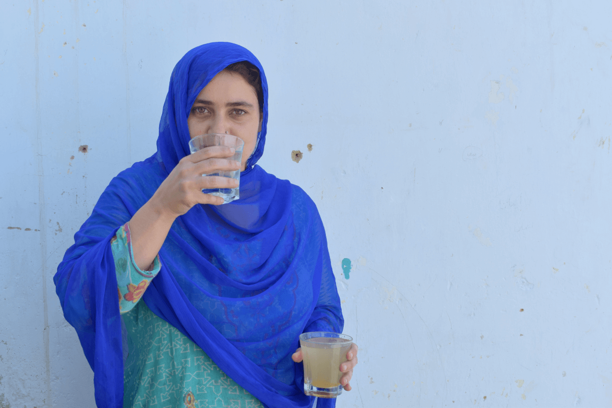 woman drinking water