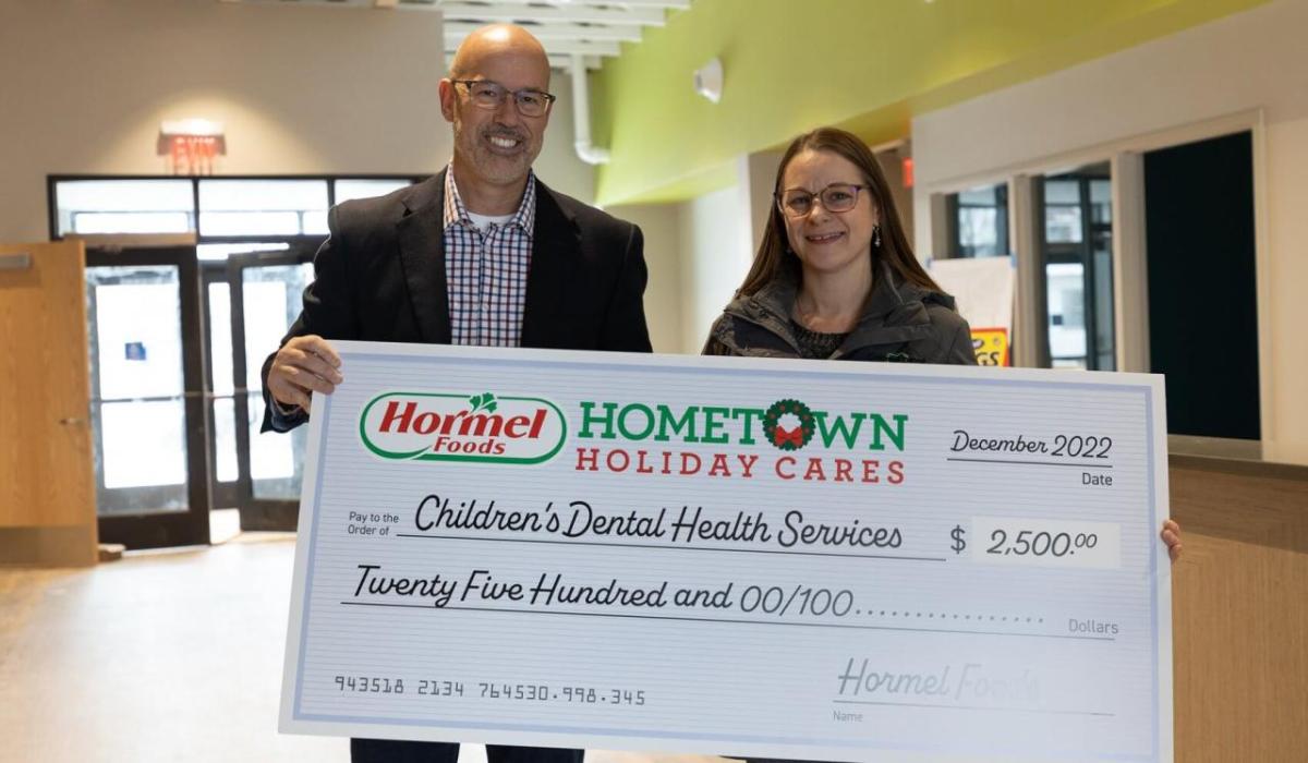 Childrens Dental Health oversized check presentation