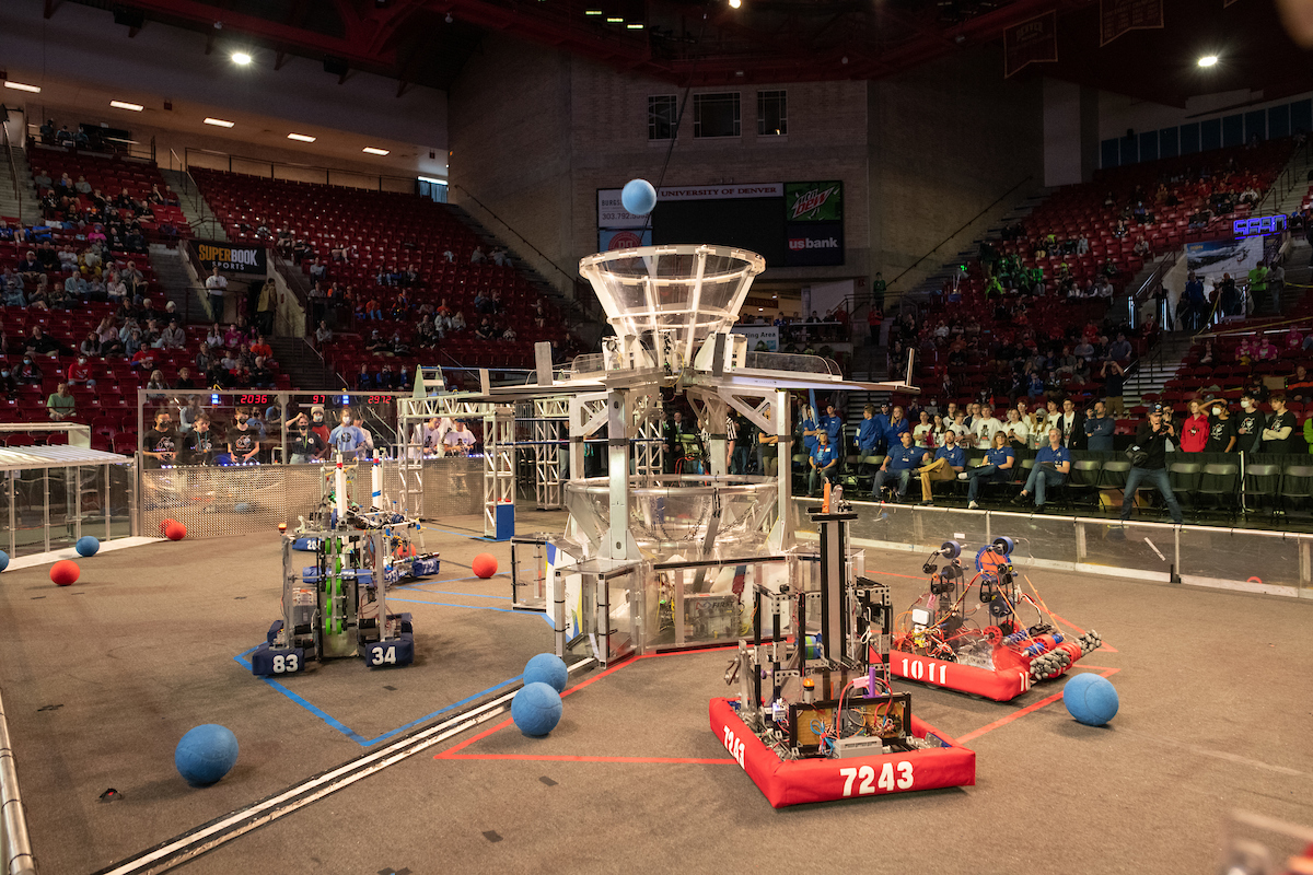 Robots in competition arena 