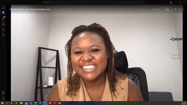 Person smiling on video call