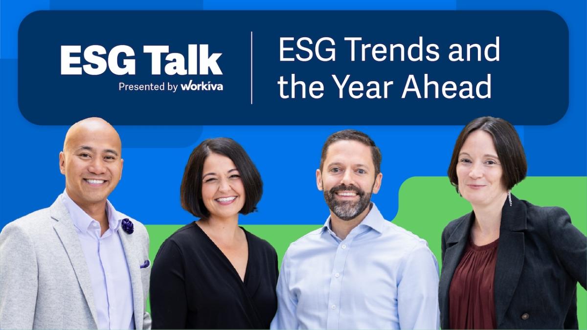ESG Talk: ESG Trends and the year ahead. Shown: Ernest Anunciacion, Mandi McReynolds, Steve Soter & Andie Wood.