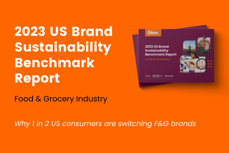 Glow's 2023 US Brand Sustainability Benchmark Report cover