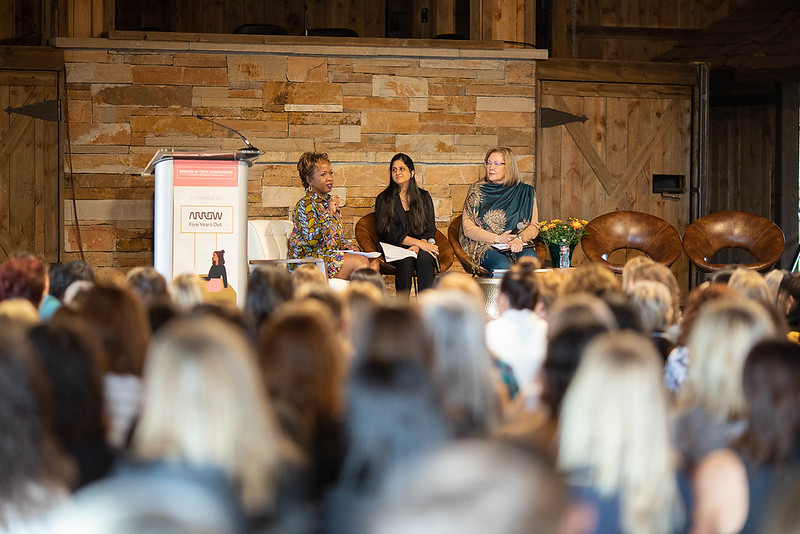 panel of 3 women on stage