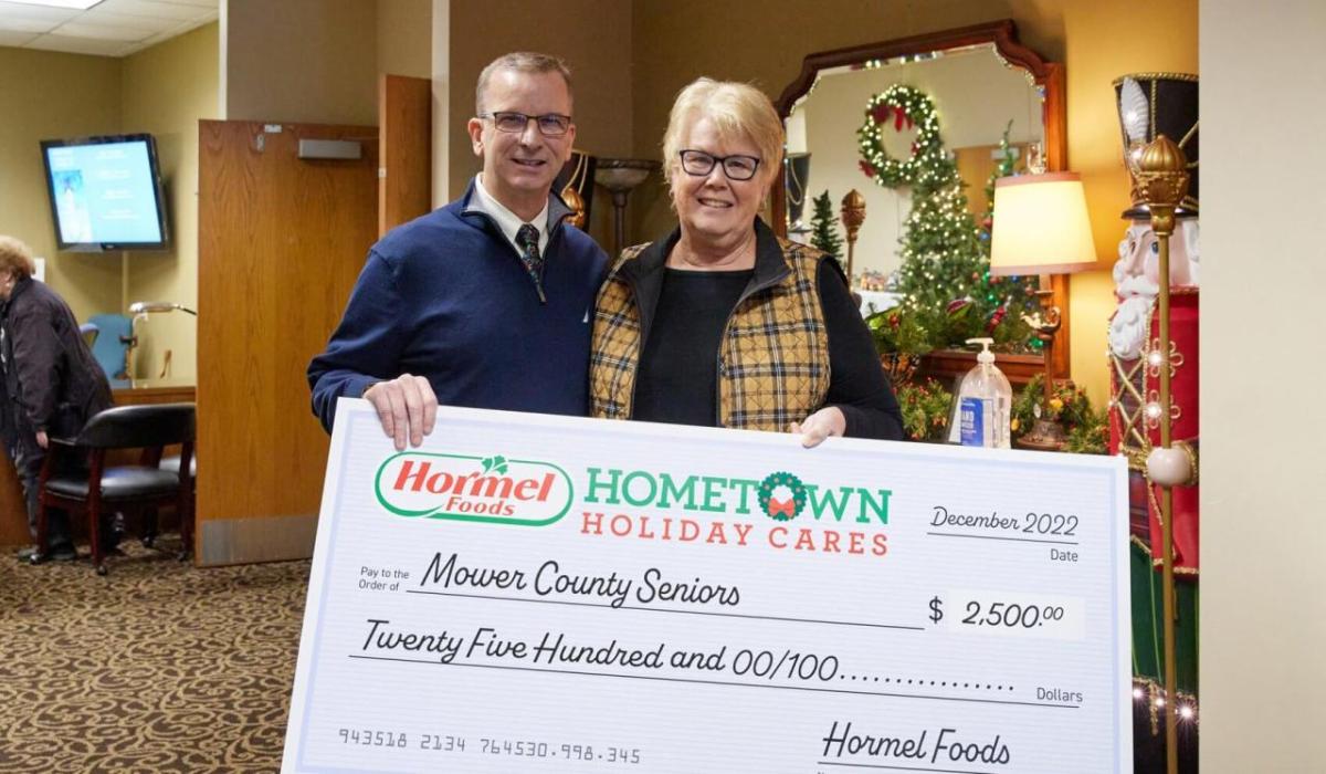 Mower County Seniors oversized check presentation