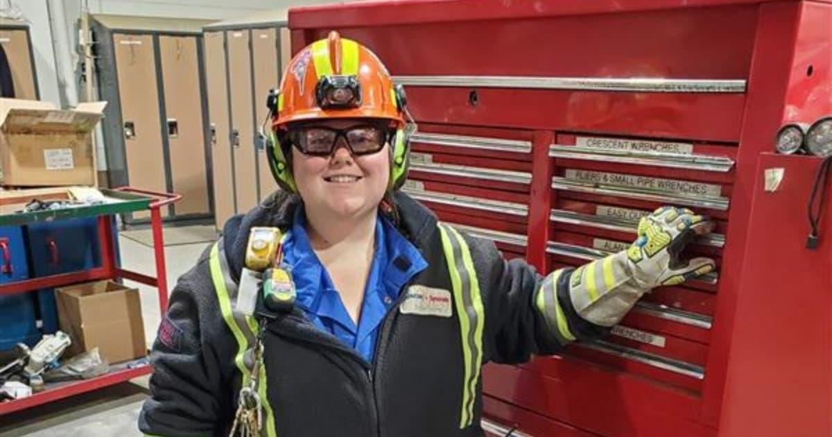 Darvi Higdon in safety gear at a work site