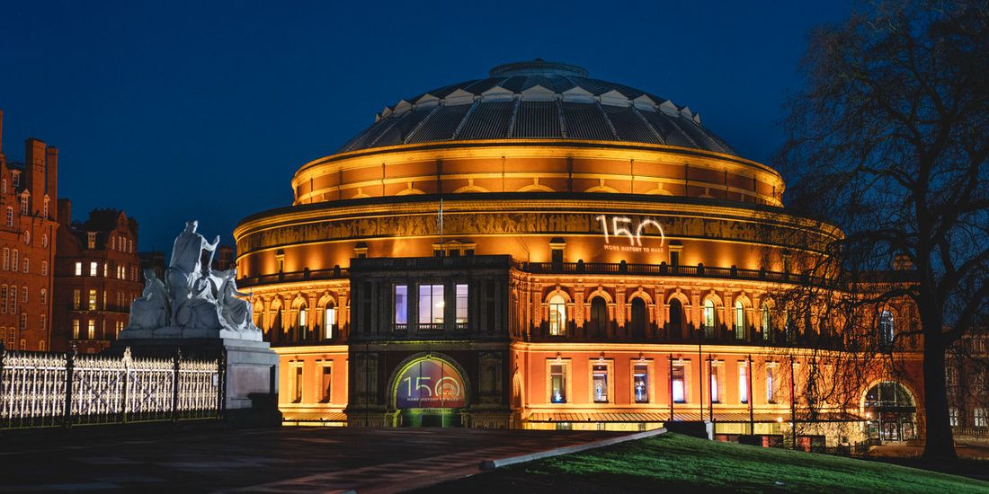 Albert Hall lit up at night