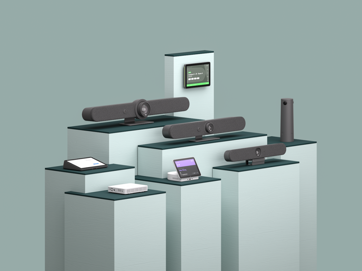 A display of video collaboration devices 