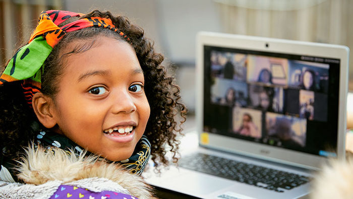 Child using a laptop