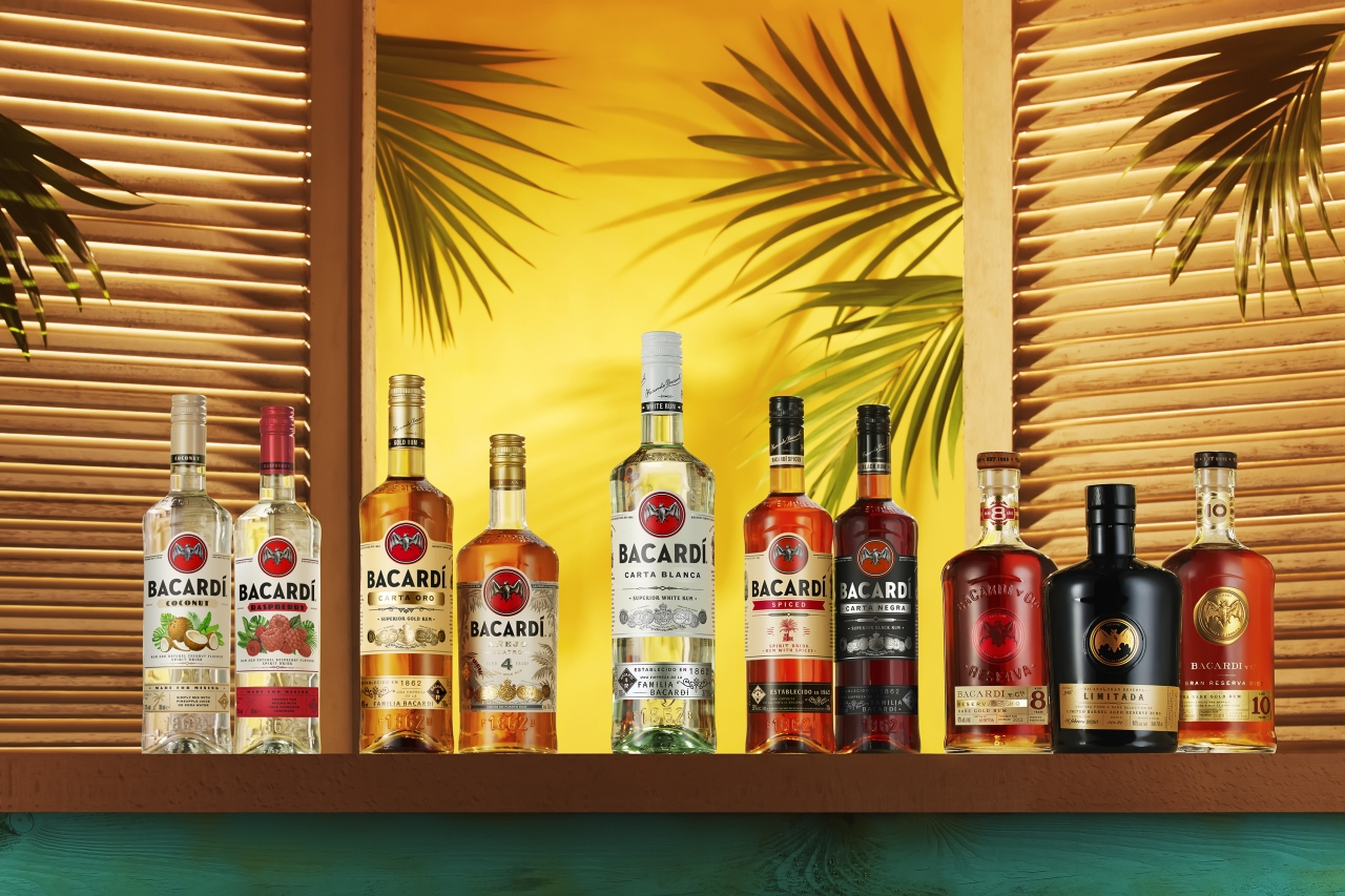 range of bacardi rum bottles
