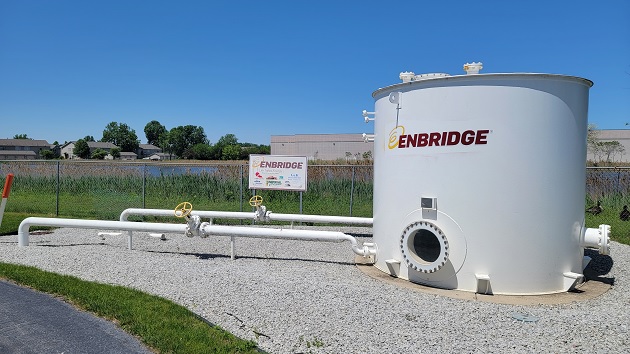 lifelike Enbridge tank set up for 811 Call Before You Dig training