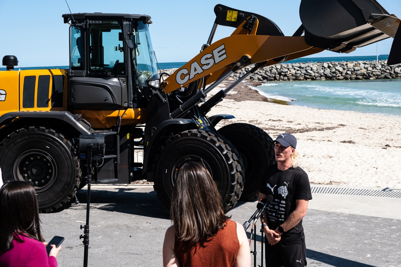 Nedd Brockmann is interviewed before the start of his World Record Run