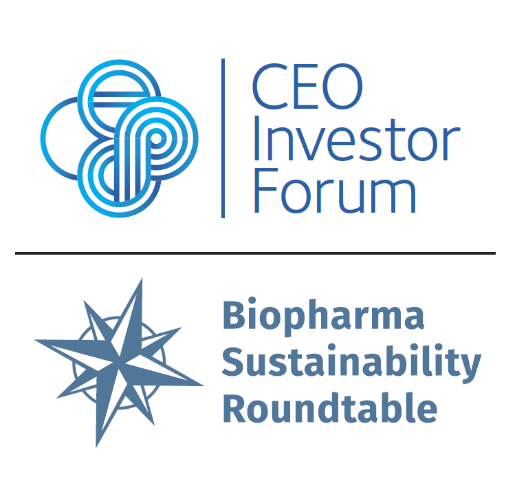 CEO Investor Forum logo and Biopharma Sustainability Roundtable logo