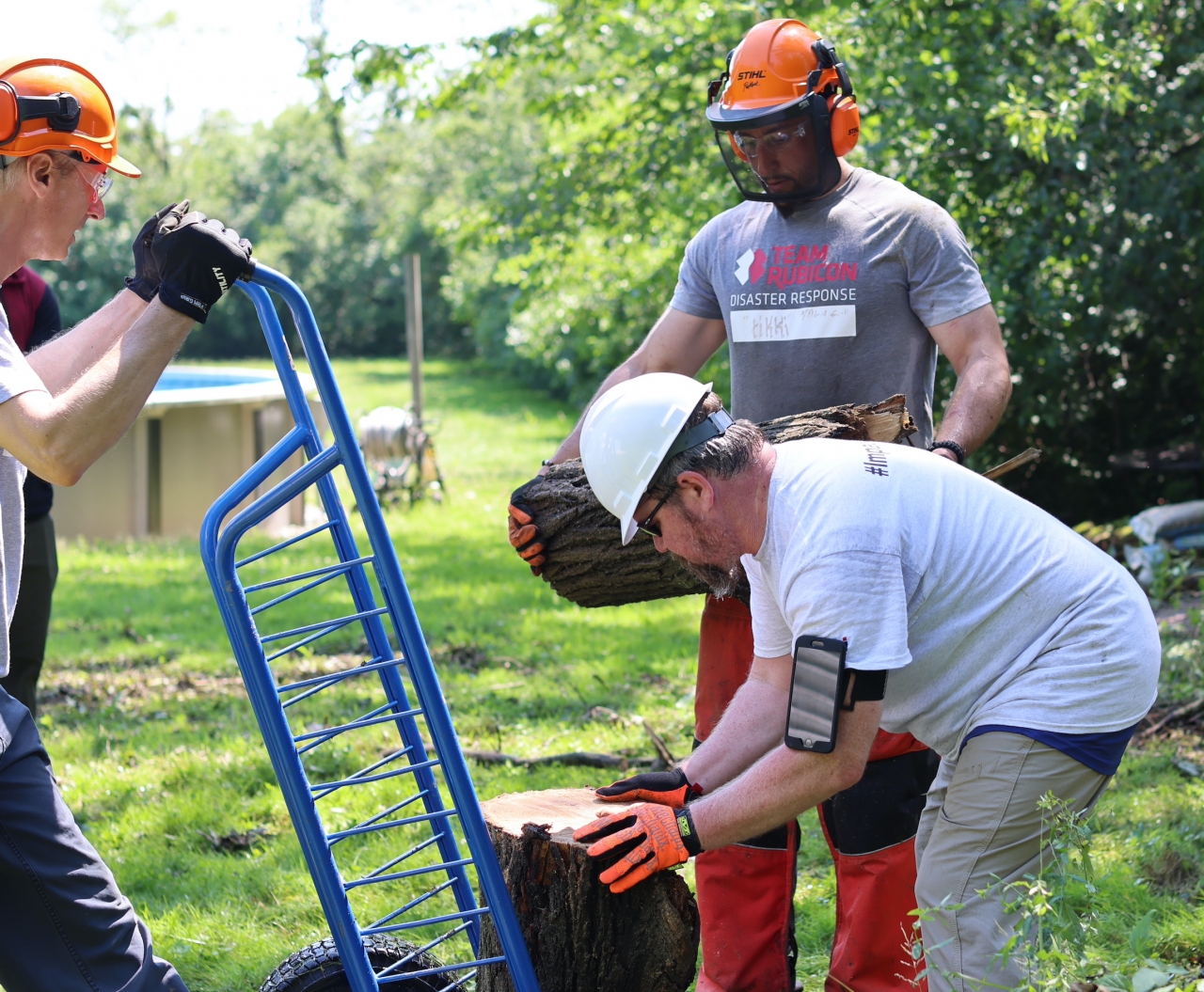 Volunteers cleared tree debris and cut down trees that posed a safety concern