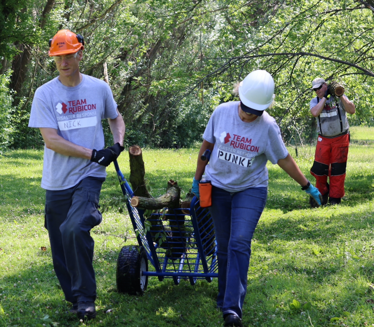 Volunteers cleared tree debris and cut down trees that posed a safety concern