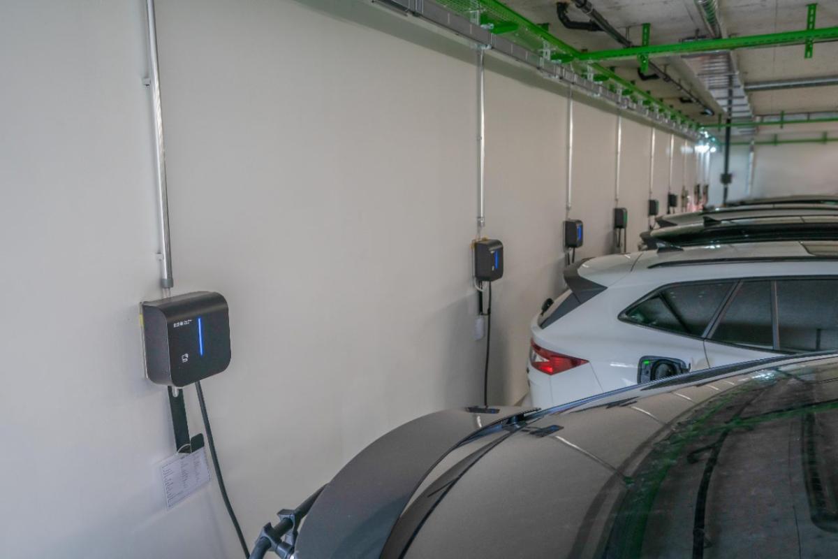 Cars in the charging center