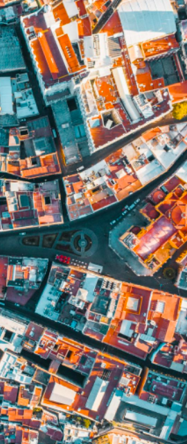 birds eye view of building roofs