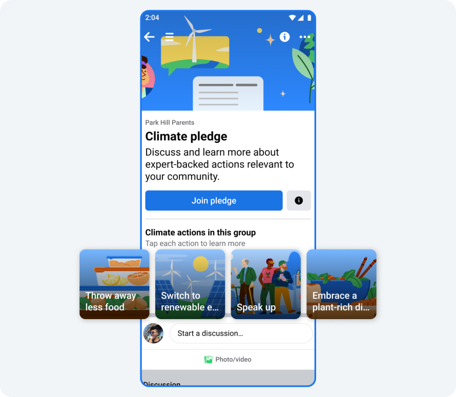 Screenshot of climate pledge page