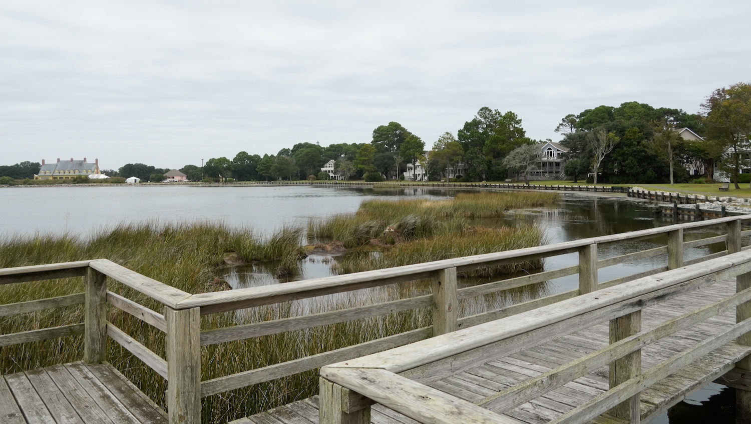 The western side of Corolla Light Resort, where homes have to be built a certain distance away from the lagoon.