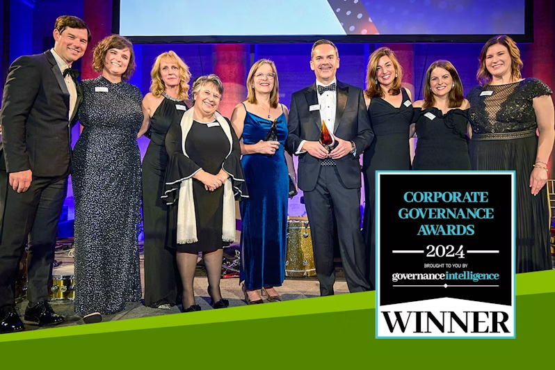 Winners on stage at Corporate Governance Awards