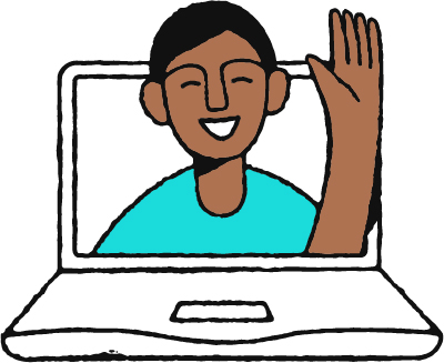 Illustration of a person waving.