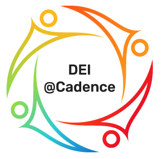 Rainbow colored figures around DEI @Cadence