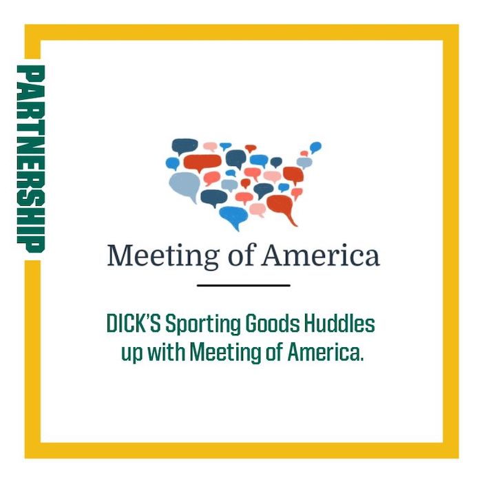 Meeting of America logo. DICK'S Sporting Goods Huddles up with Meeting of America