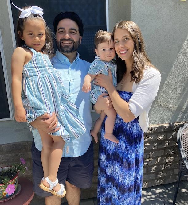 Daniel Leyba, his wife and two children shown.