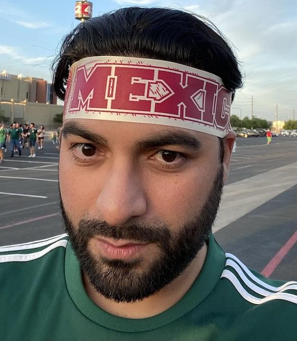 Daniel Leyba with a Mexico headband.