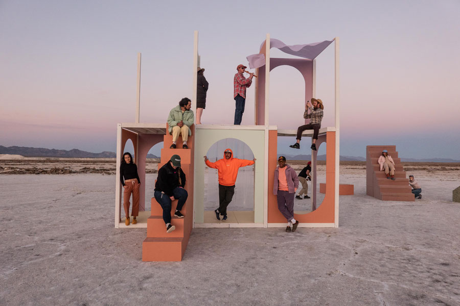 People on beach playground