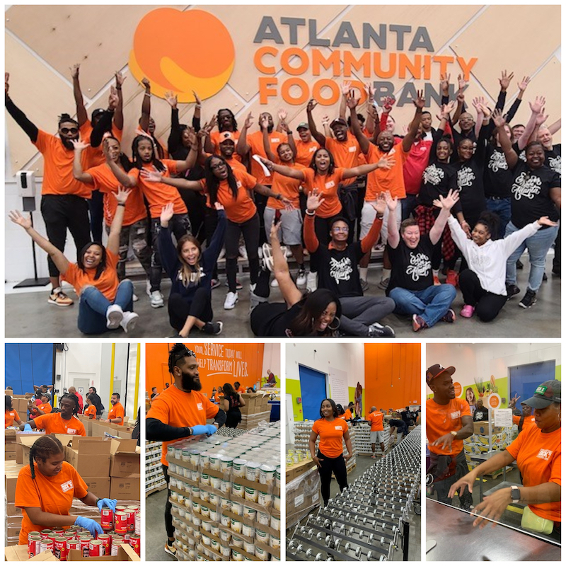 Photo collage of Dick's volunteers at the Atlanta Community Food Bank