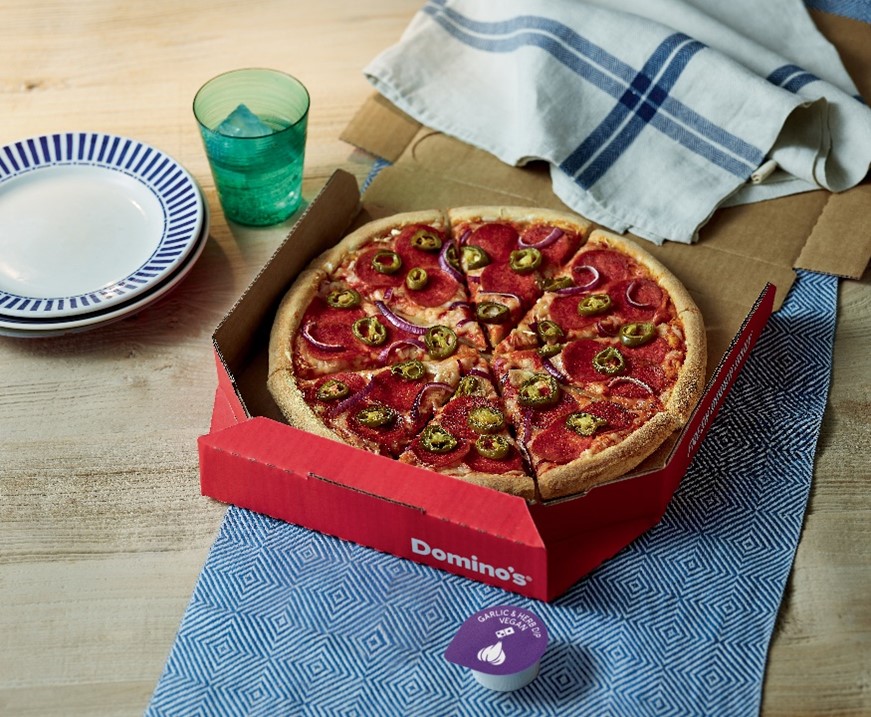 Dominos UK vegan American Hot Pizza - new plant-based foods
