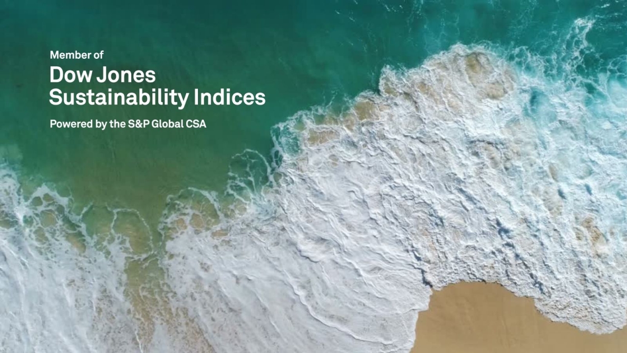 Image of shoreline reads: Dow Jones Sustainability Indices