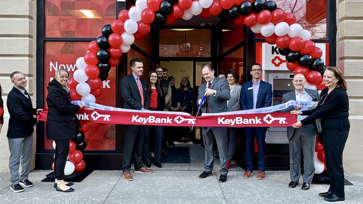 KeyBank downtown Erie branch ribbon cutting ceremony.
