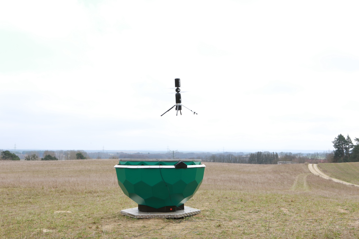 A Dryad Networks drone, which responds to wildfires, launches out of a solar-powered hangar. 