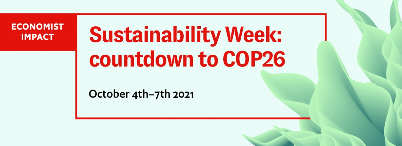 event banner image reading, "Sustainability Week: Countdown to COP26: October 4th-7th 2021"