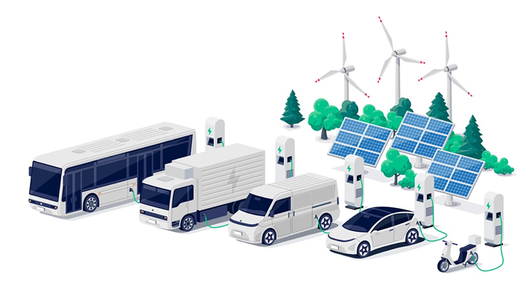 EV charging demo for different size vehicles