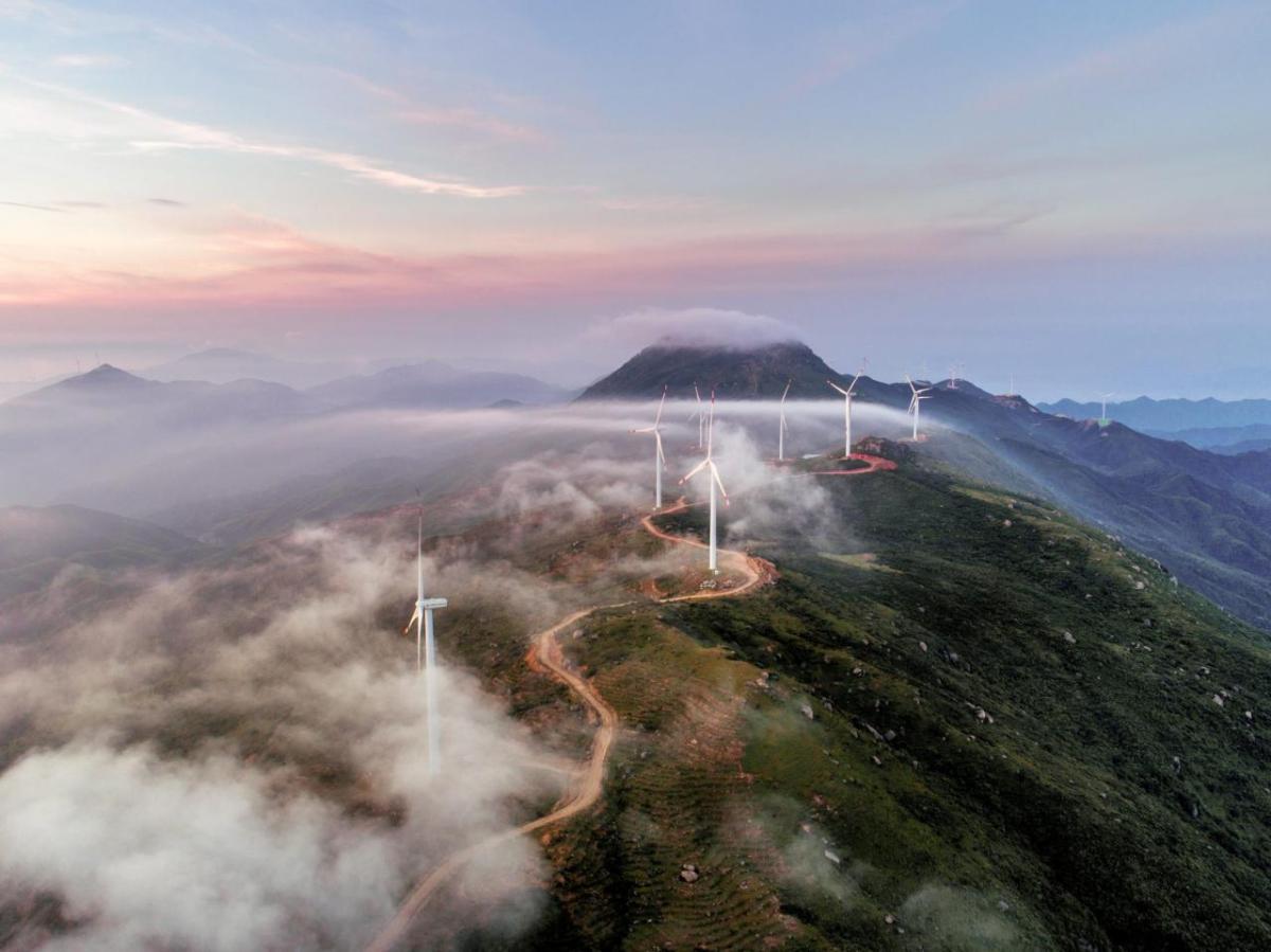 Wind turbines on a hill 