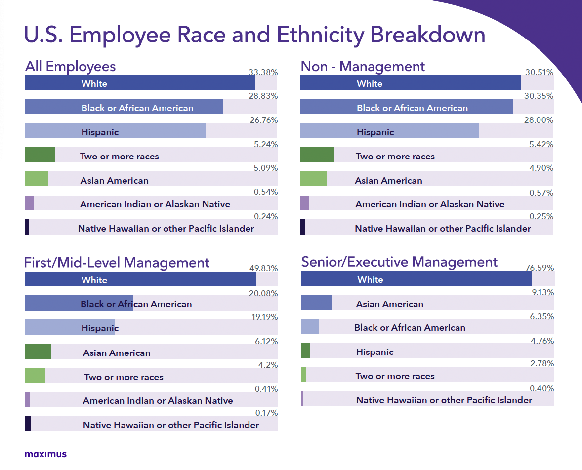 U.S. employee race and ethnicity breakdown infographic 