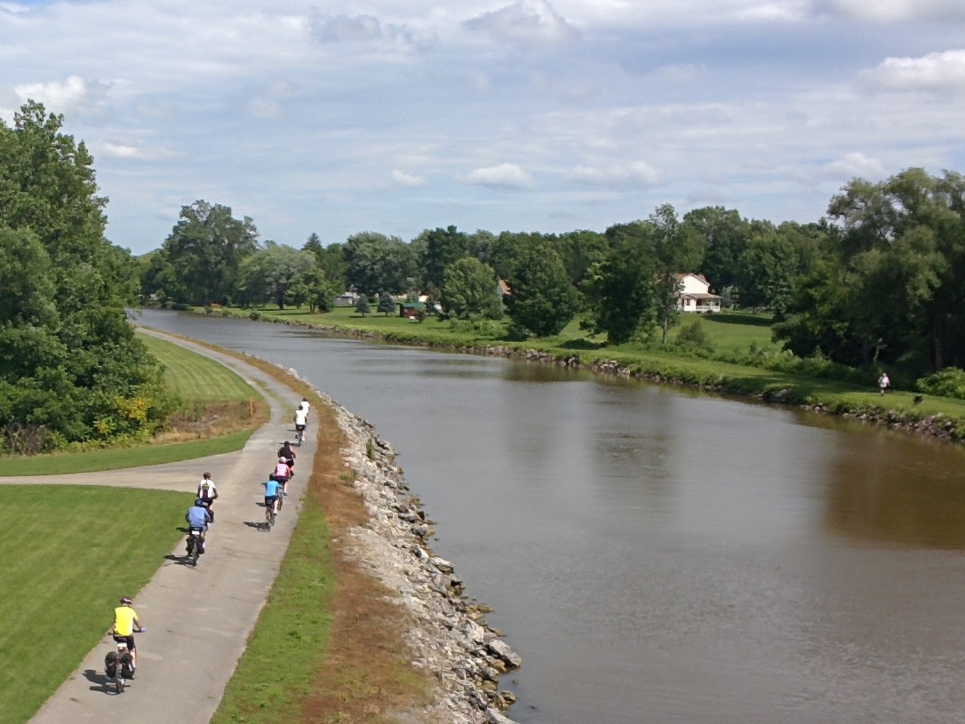 cyclists on the Erie Canal - conservation sites in central New York
