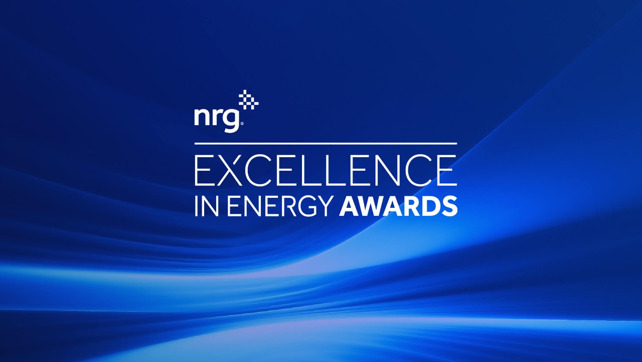 "nrg Excellence in Energy Awards" on a blue background