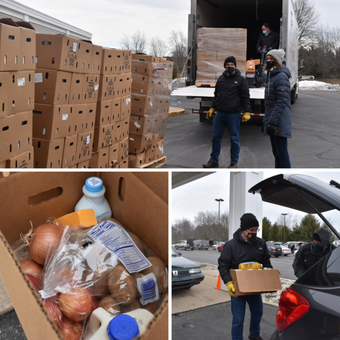 volunteers preparing supplies