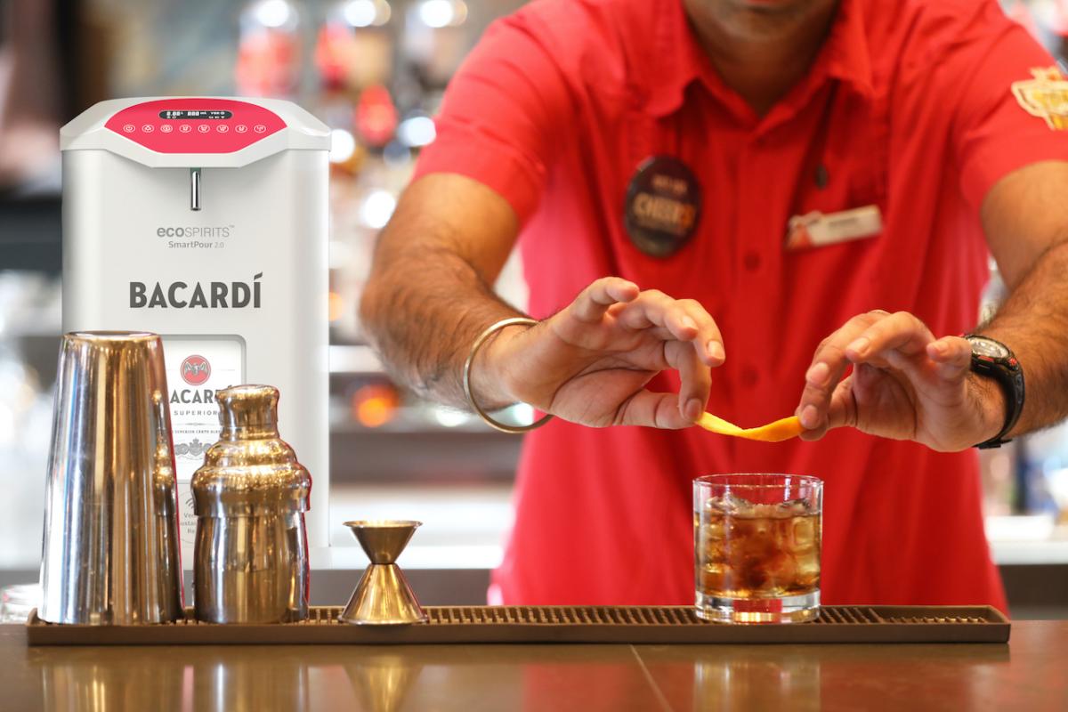Bartender making a Bacardi cocktail