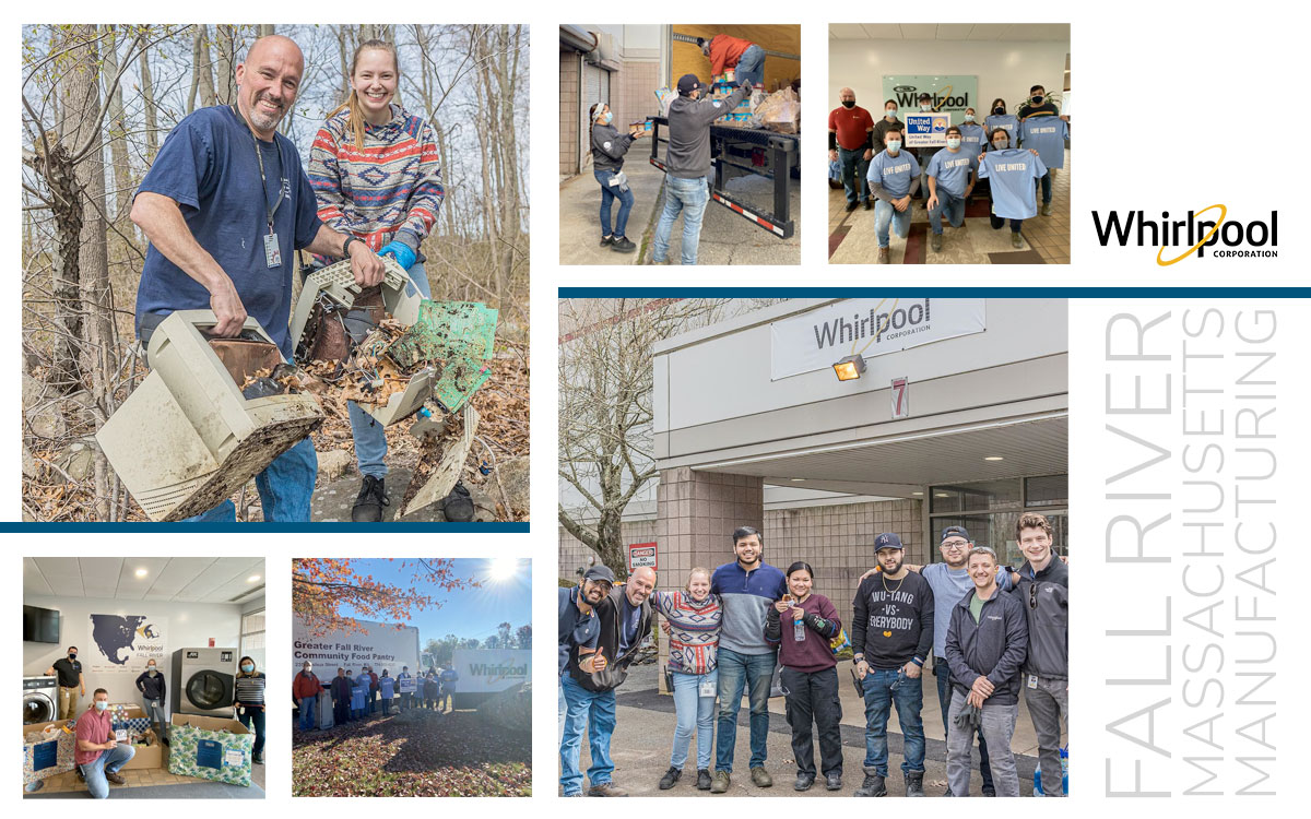 Photo collage of volunteers working in the community