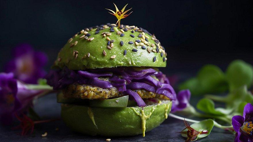 Veggie burger with green bun